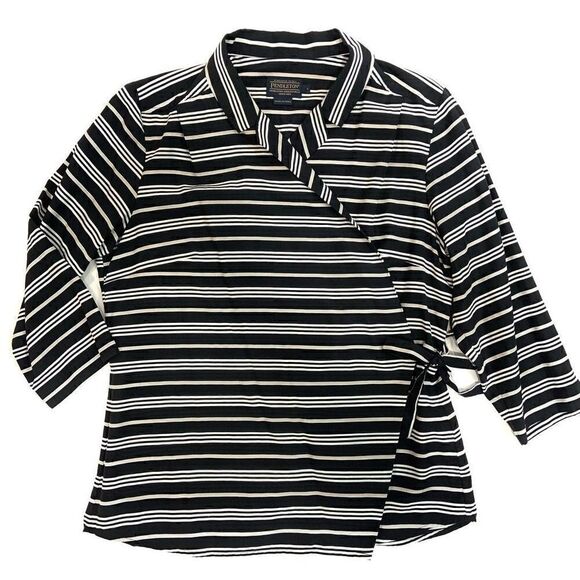 New✨ PENDLETON Silk & Cotton Wrap Blouse - Picture 1 of 11